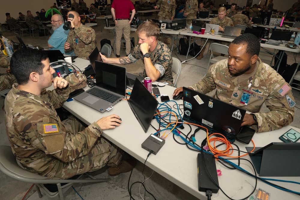 Red Team members collaborating during a Cyber Shield exercise