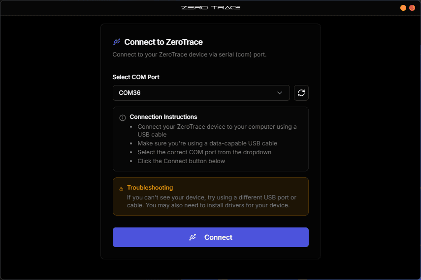 ZeroTrace Companion dashboard overview