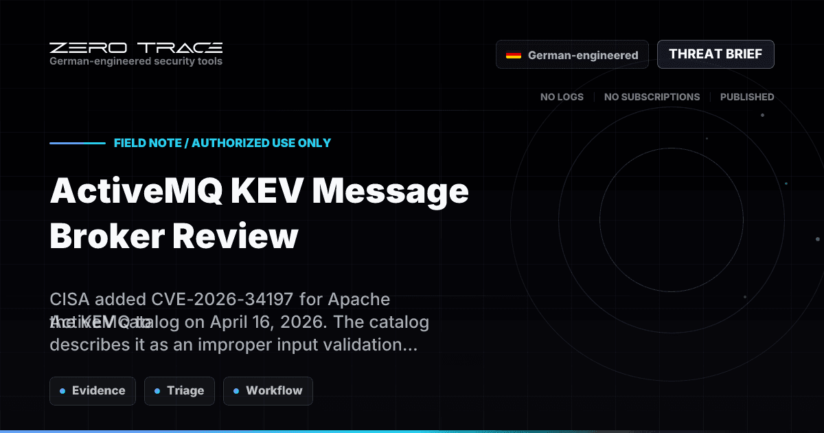ActiveMQ KEV Message Broker Review - ZeroTrace blog image