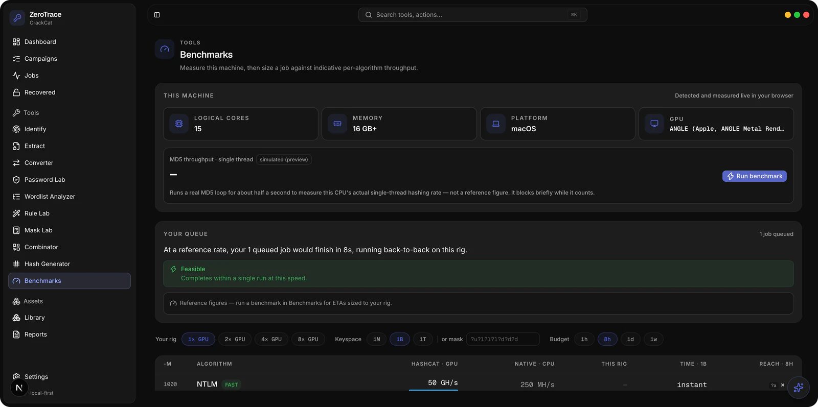 CrackCat app: Benchmarks