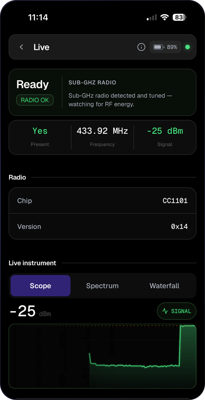 Echo app: Live view
