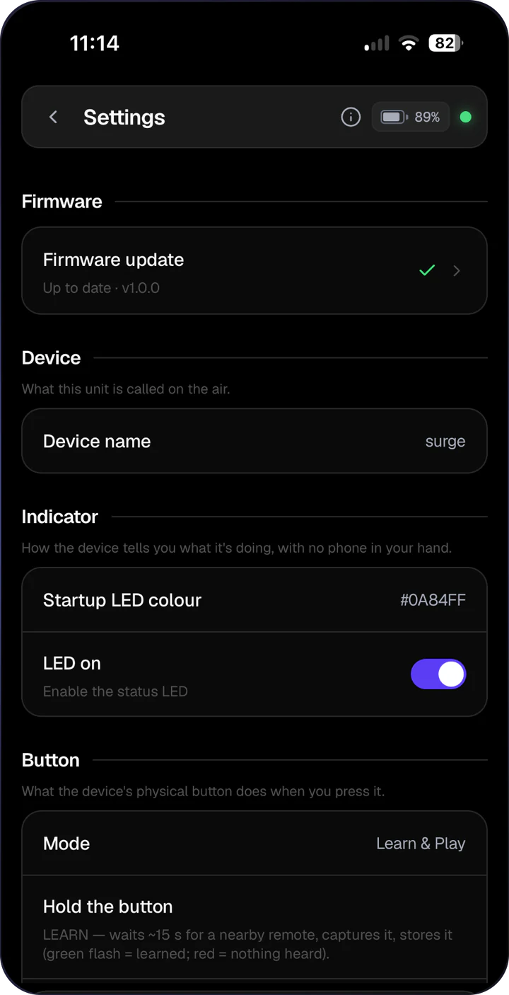 Echo app: Settings