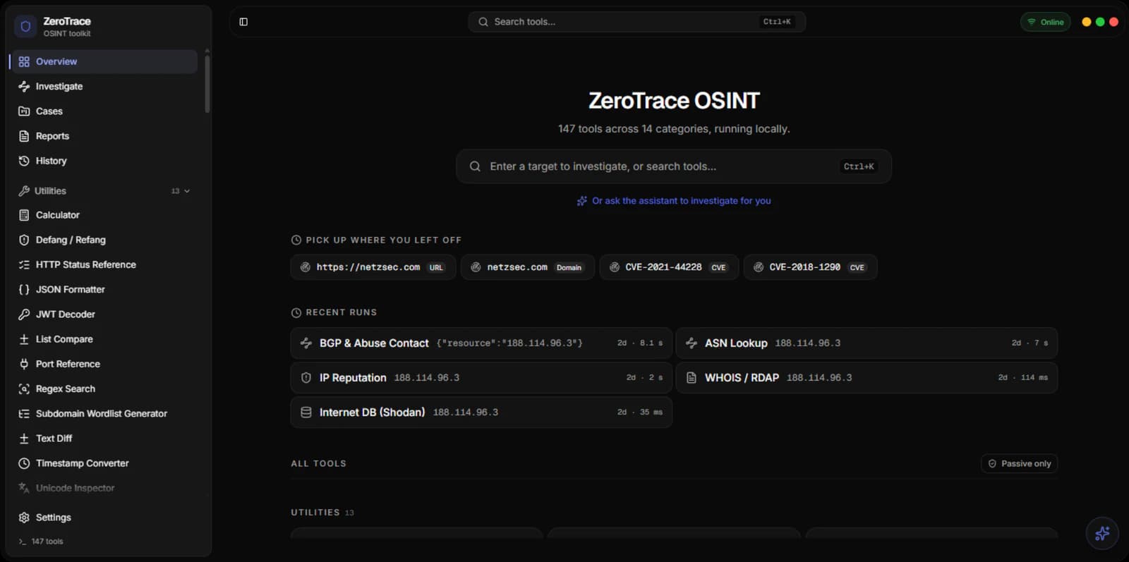 OSINT app: Overview