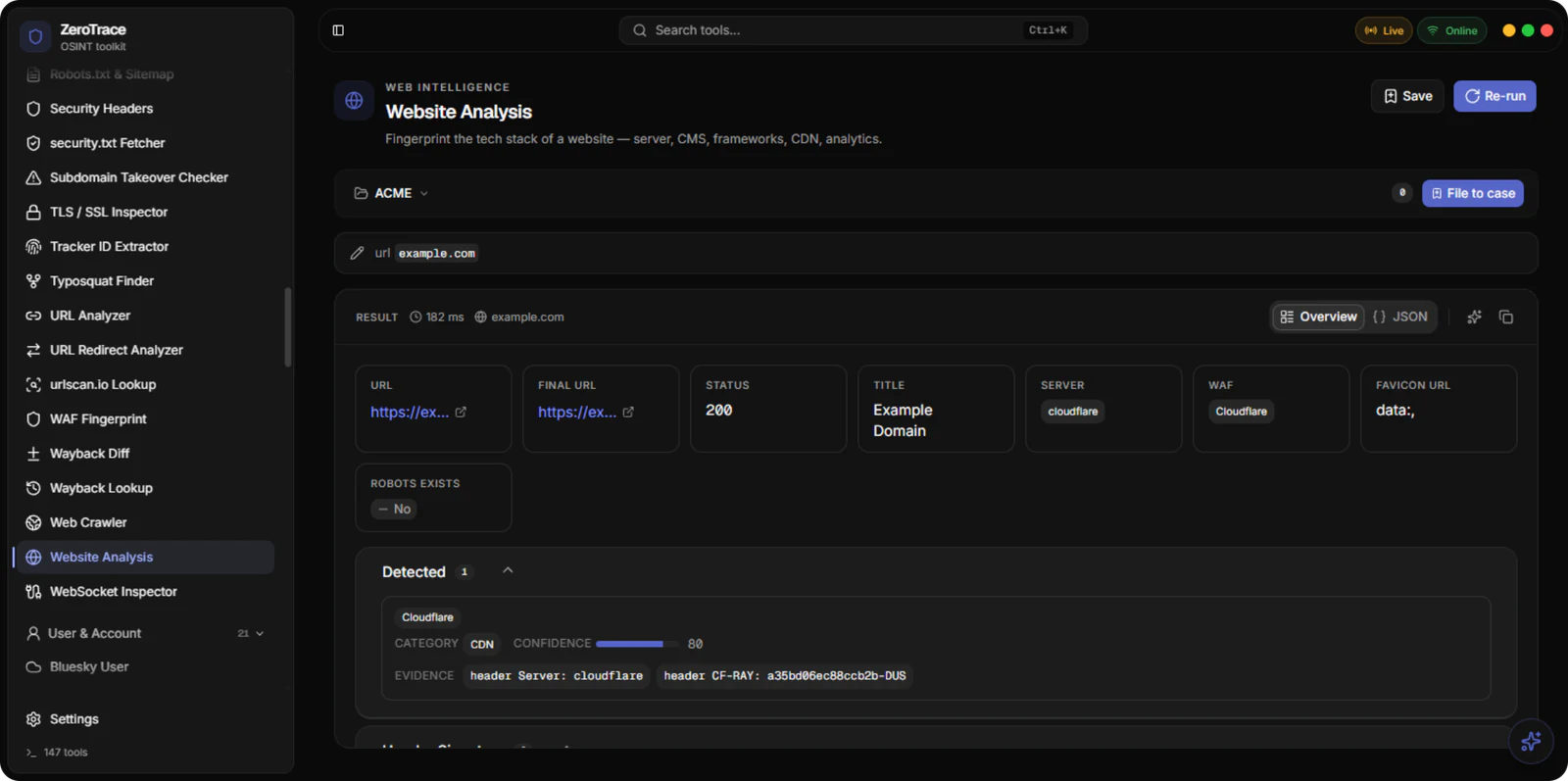OSINT app: Website analysis