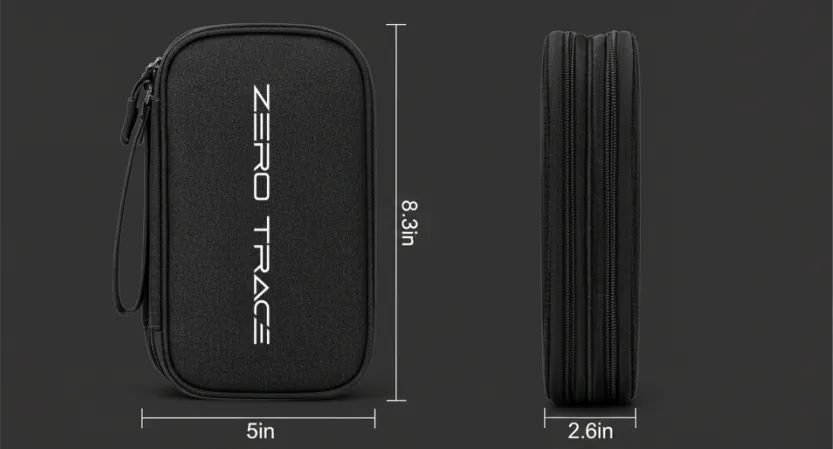 ZeroTrace Bag dimensions: 21 × 13 × 4 cm
