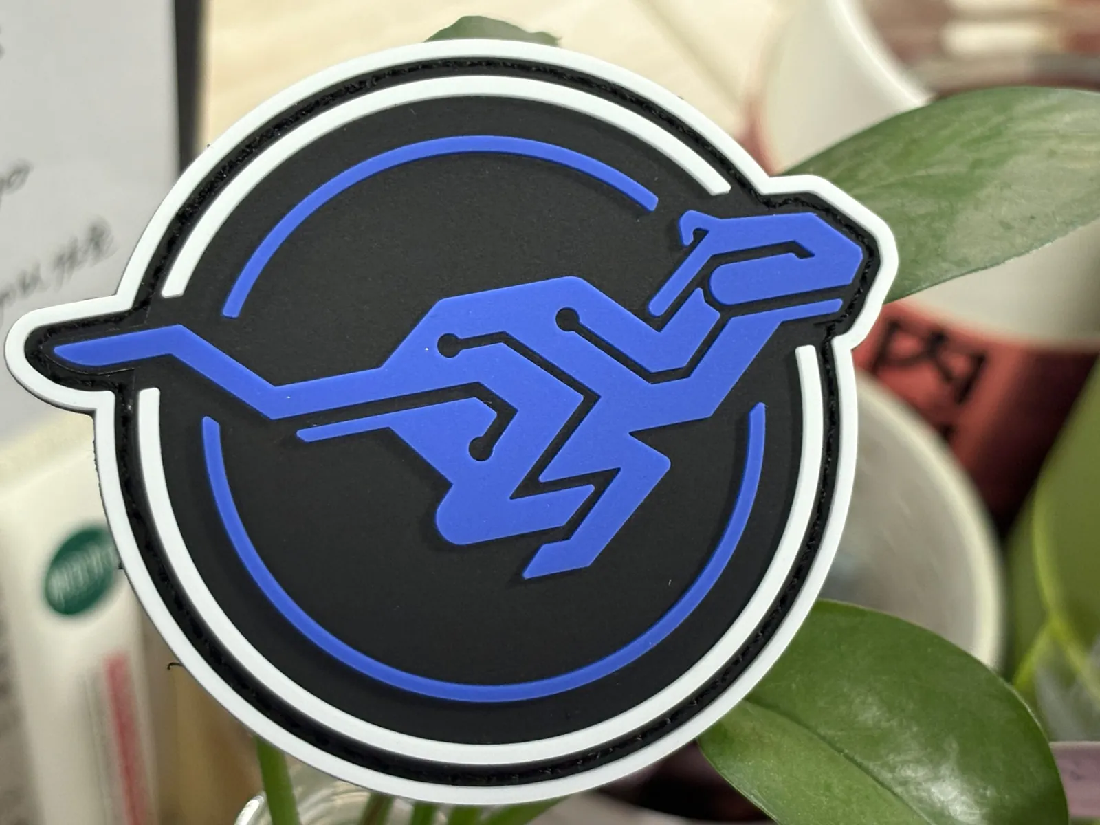 Mascot patch at an angle