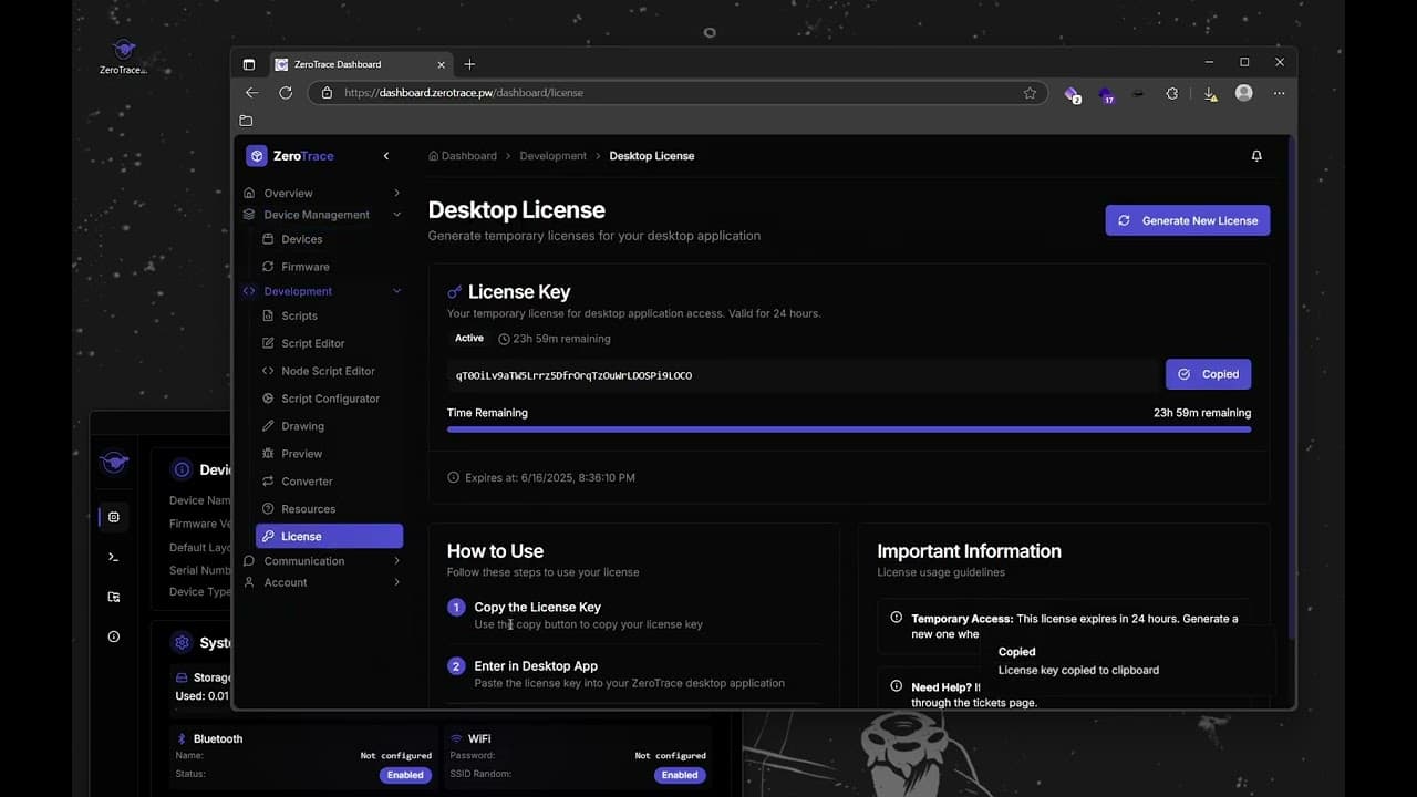 ZeroTrace | Effortless Device Sync on Dashboard
