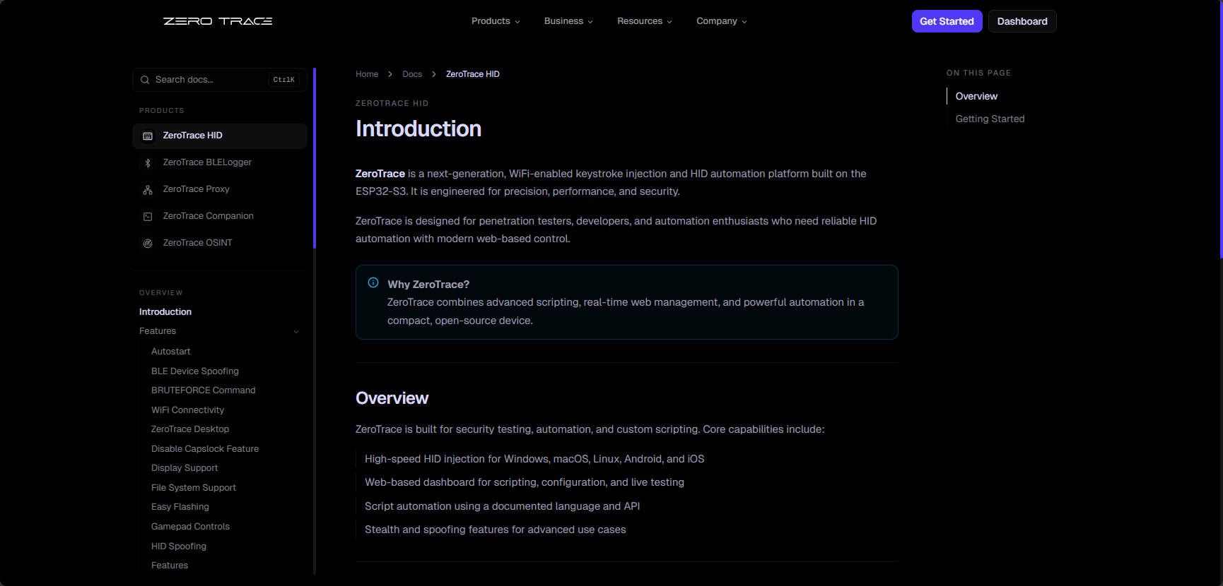 Current docs site